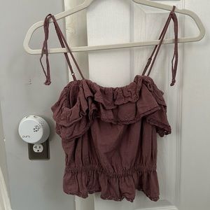american eagle ruffle eyelet tank